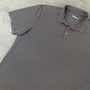 PGA Tour Mens XXL Polo Shirt Black White Striped Short Sleeve Performance Golf
